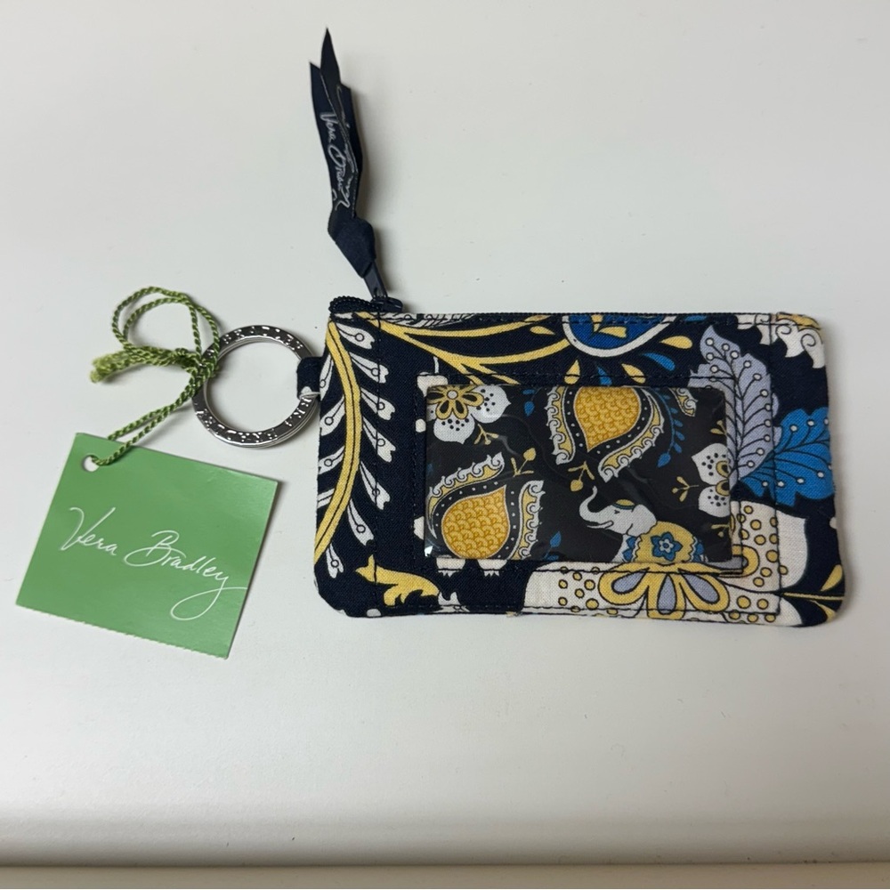 Vera Bradley Navy and Yellow Zip ID Case NWT